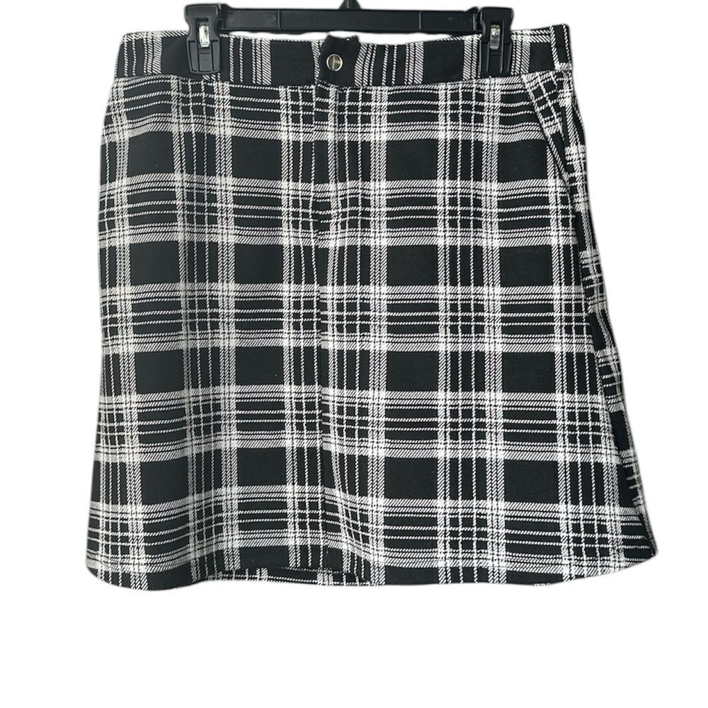 Vero Moda Plaid Checkered Black White A-Line Skirt Size XL